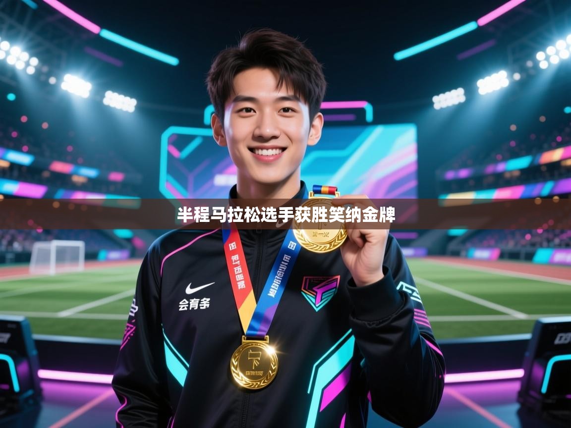 半程马拉松选手获胜笑纳金牌 第1张